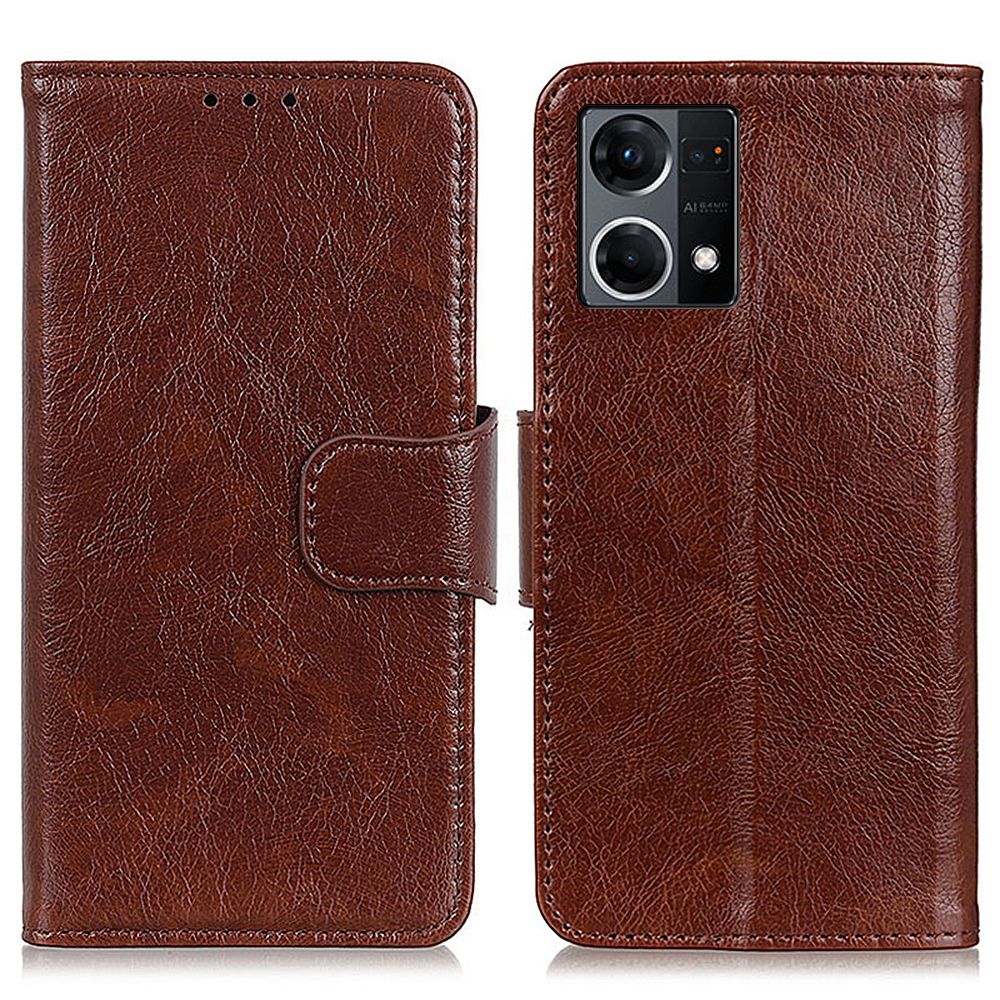 

Für Oppo Reno7 4G/F21 Pro 4G Drop Resistant Nappa Textur Stand Wallet Wallet Magnet Cover Geteiltes Leder -handy Flip Case - Braun, Oppo Reno7 4G