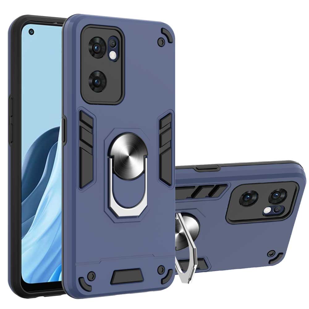 

YB PC Series-1 Pour Oppo Reno7 5G (global) Rotary Ring Kickstand TPU + PC Couverture Dureux Compect - Saphir