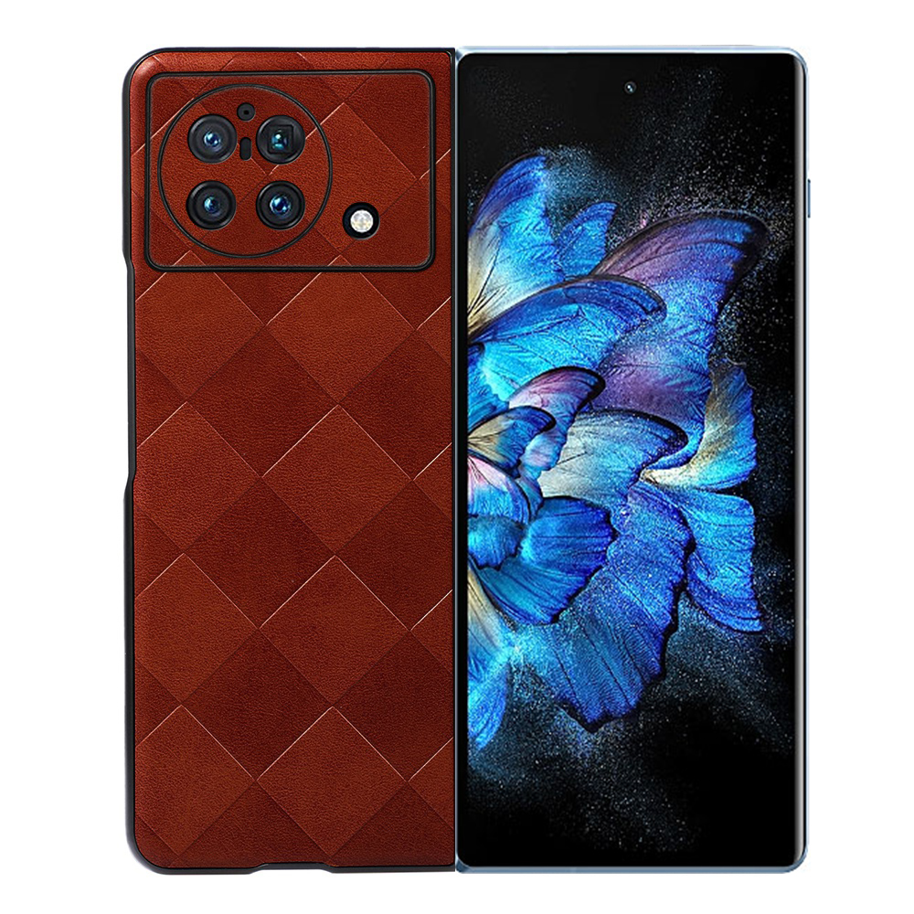 

Für Vivo X Faltpc+tpu Hybrid Telefonhülle Beschichtete PU -leder Mit Gitter Textur Drop Protection Telefonzubehör - Braun, vivo X Fold