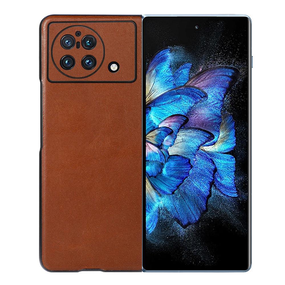 

Crazy Horse Textur Echtes Leder-Telefon Zurücker - Braun, vivo X Fold
