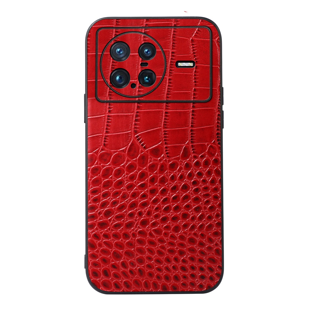 

Für Vivo X Hinweis Krokodiltextur Echtes Kuhläden-leder-telefon Zurückgeschichtetes Hybrid-bottom-gehäuse Mit Anti-drogen-kameraschutzdesign - Rot, vivo X Note