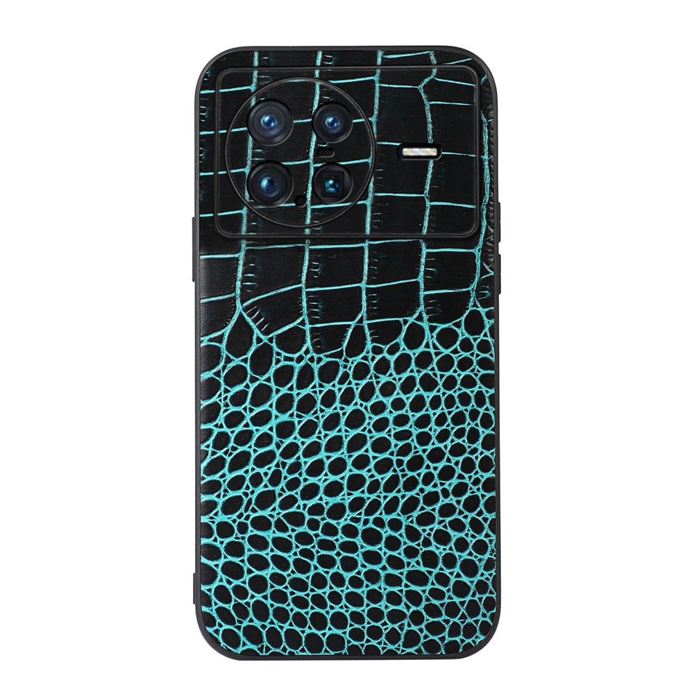 

Für Vivo X Hinweis Krokodiltextur Echtes Kuhläden-leder-telefon Zurückgeschichtetes Hybrid-bottom-gehäuse Mit Anti-drogen-kameraschutzdesign - Grün, vivo X Note