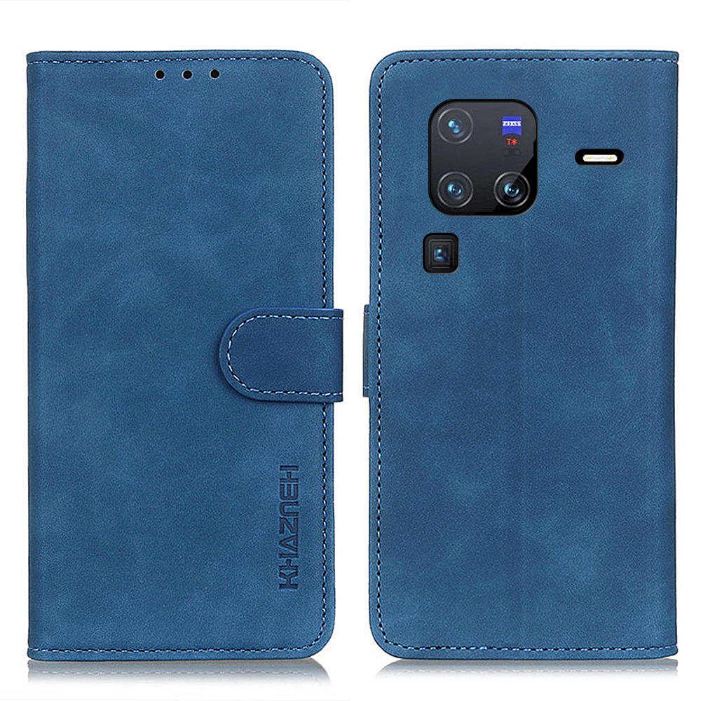 

Khazneh Für Vivo X80 Pro Anti-scratch Retro Textur PU Leder Shell Ständer Brieftasche Magnetische Schließung Mobiltelefonhülle - Blau, vivo X80 Pro 5G