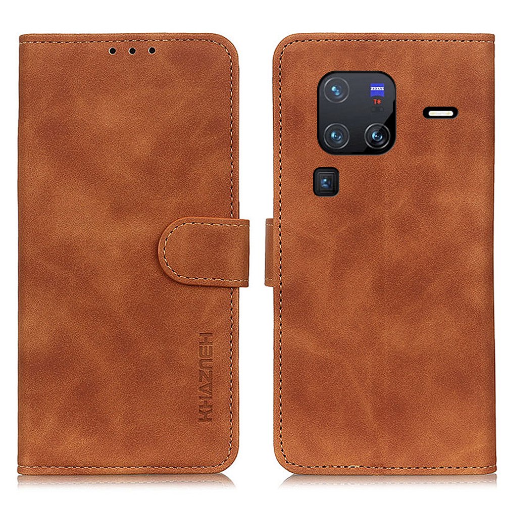 

Khazneh Für Vivo X80 Pro Anti-scratch Retro Textur PU Leder Shell Ständer Brieftasche Magnetische Schließung Mobiltelefonhülle - Braun, vivo X80 Pro 5G