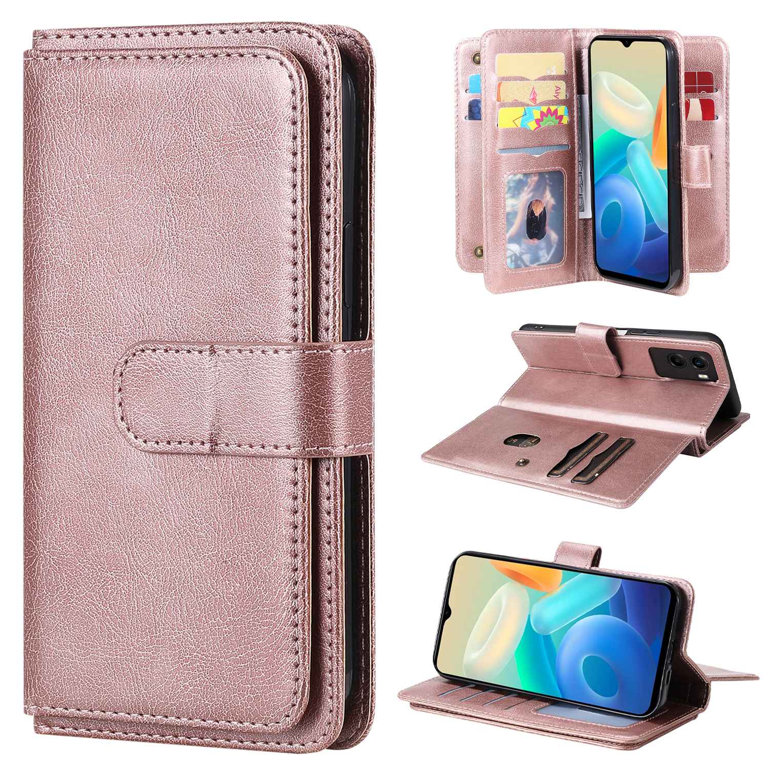 

Für Vivo Y55s 5G KT Multifunktionaler Serie-1 PU Leder Mehrere Kartensteckplätze Case Wallet Stand Mobiltelefon Shell - Roségold, vivo Y55s 5G