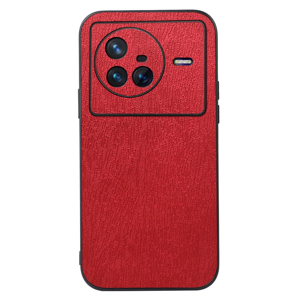 

Holztextur PU Leder Back Hülle Für Vivo X80, TPU -rahmen Farbenfrohe Telefonschutzabdeckung Zubehör - Rot, vivo X80 5G