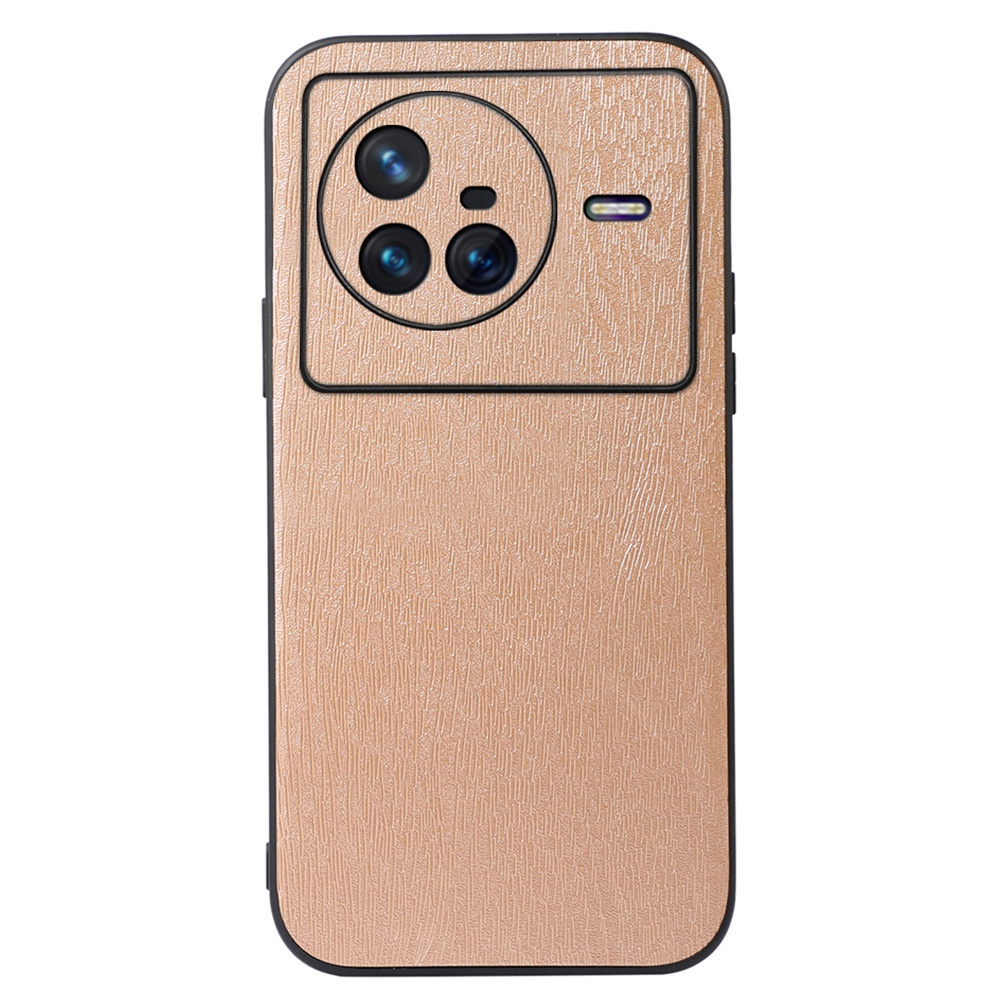 

Holztextur PU Leder Back Hülle Für Vivo X80, TPU -rahmen Farbenfrohe Telefonschutzabdeckung Zubehör - Gold, vivo X80 5G