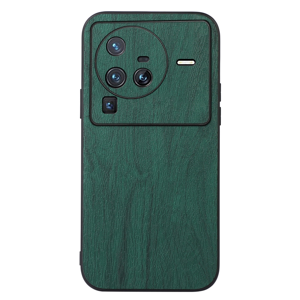 

Holztextur PU Leder Back Hülle Für Vivo X80 Pro, Flexibler TPU -stoßstangenkantendesign Telefon Schutzschutzzubehör - Grün, vivo X80 Pro 5G