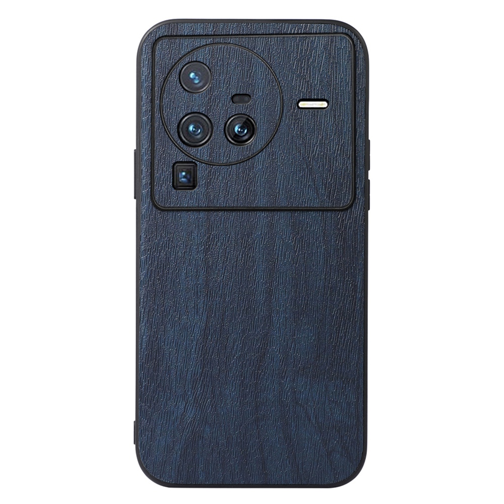 

Holztextur PU Leder Back Hülle Für Vivo X80 Pro, Flexibler TPU -stoßstangenkantendesign Telefon Schutzschutzzubehör - Blau, vivo X80 Pro 5G