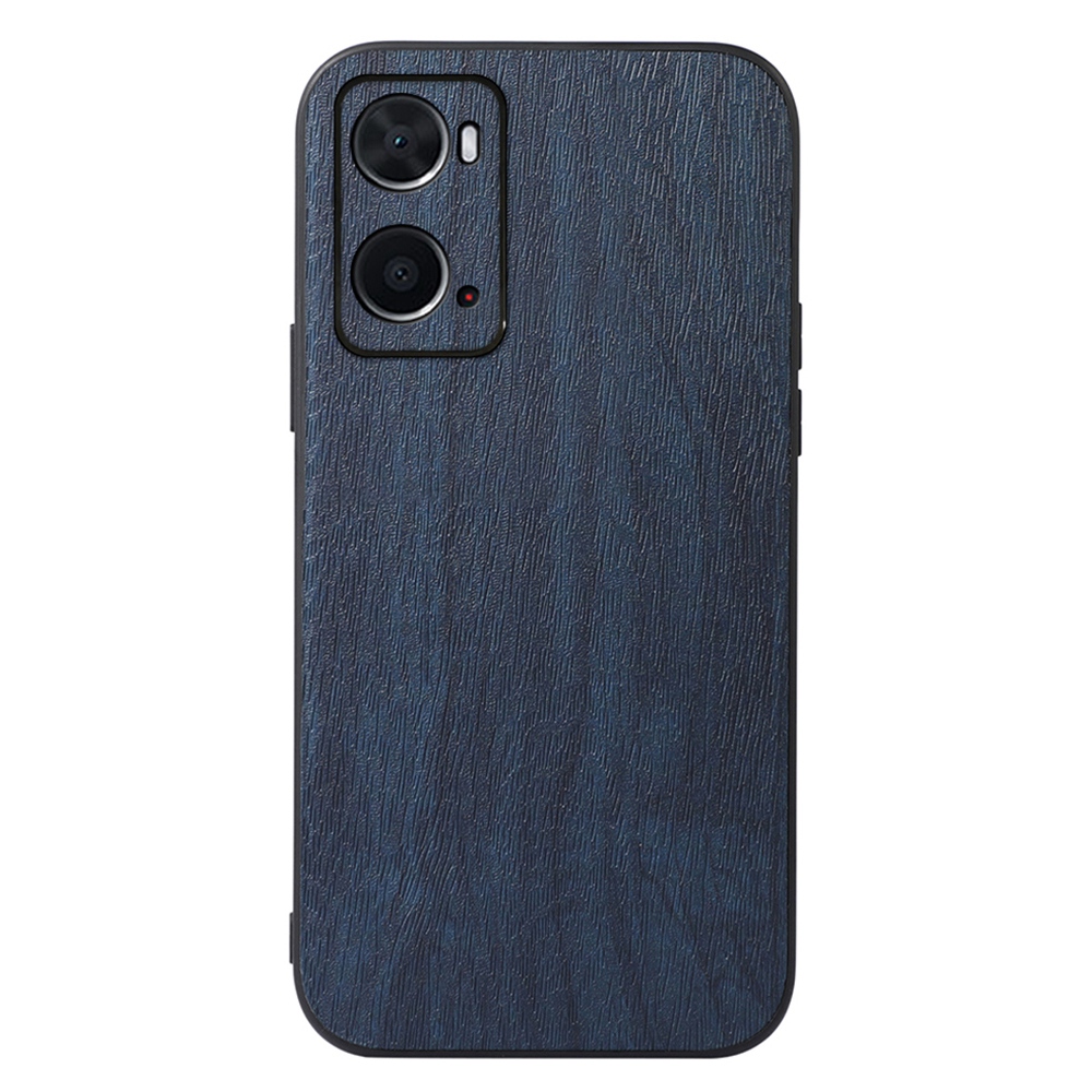 

Holztextur PU Leder Back Hülle Für Oppo A76/A36, Präzise Kameraausschnitt Schutz Telefonschutzbedeckung Zubehör - Blau, Oppo A76