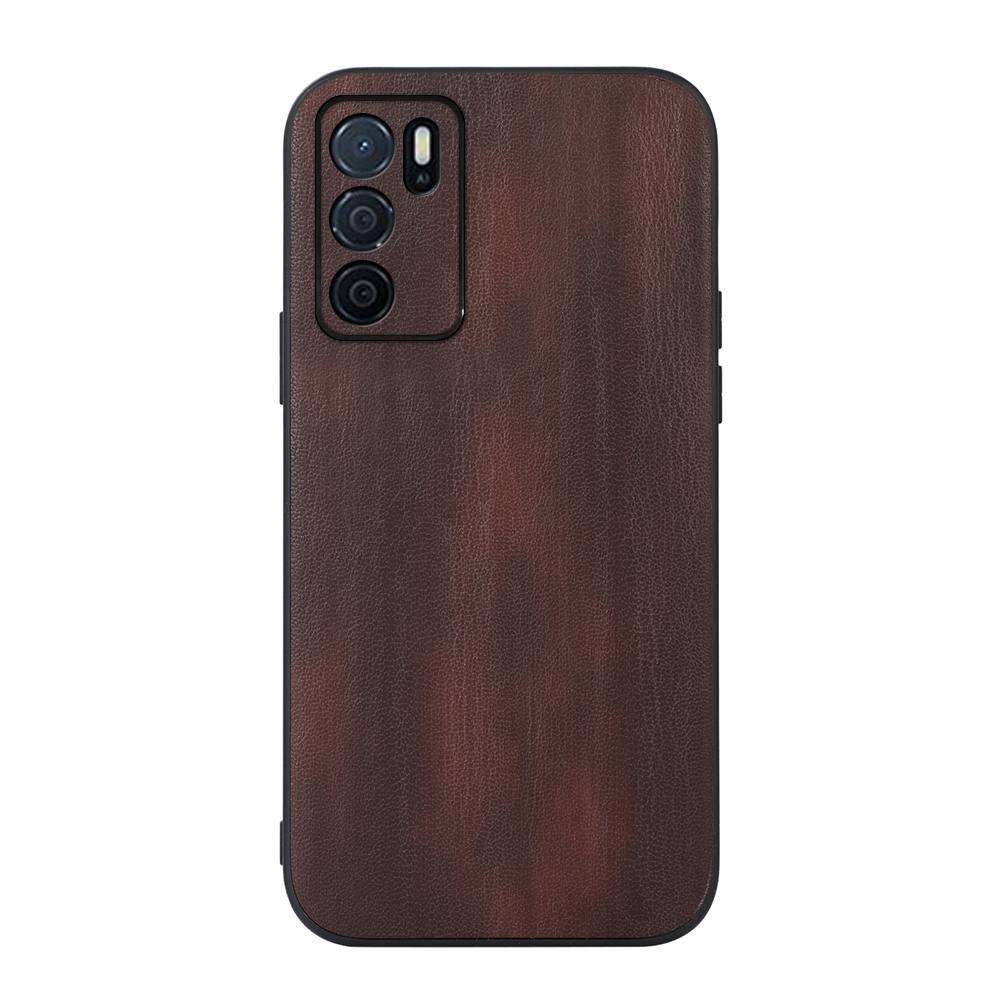 

Für Oppo A16/a16s/a54s Strukturierte PU -leder -pc+tpu Hybrid -hülle Mobiltelefonschutzabdeckung - Kaffee, Oppo A16