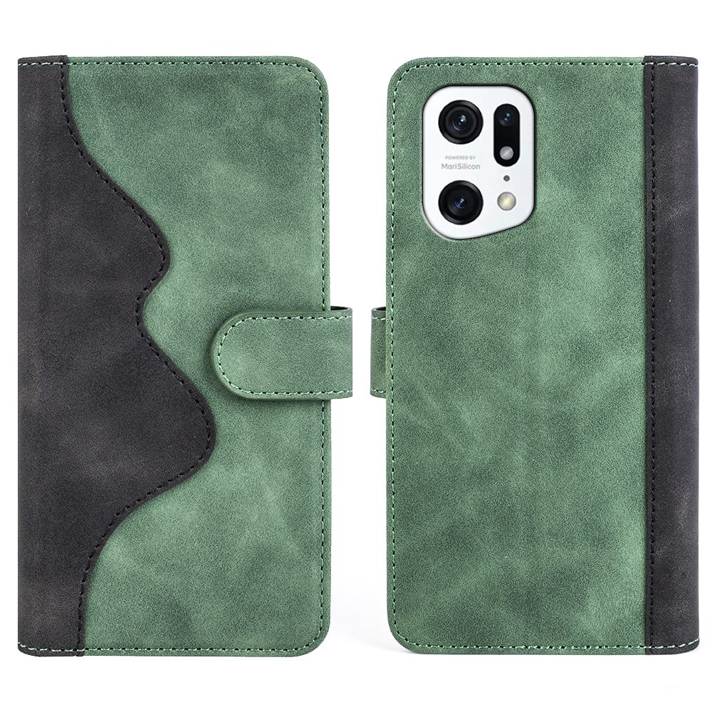 

Für Oppo Finden Sie X5 Pro Splicing Design Wallet Sty - Grün, Oppo Find X5 Pro