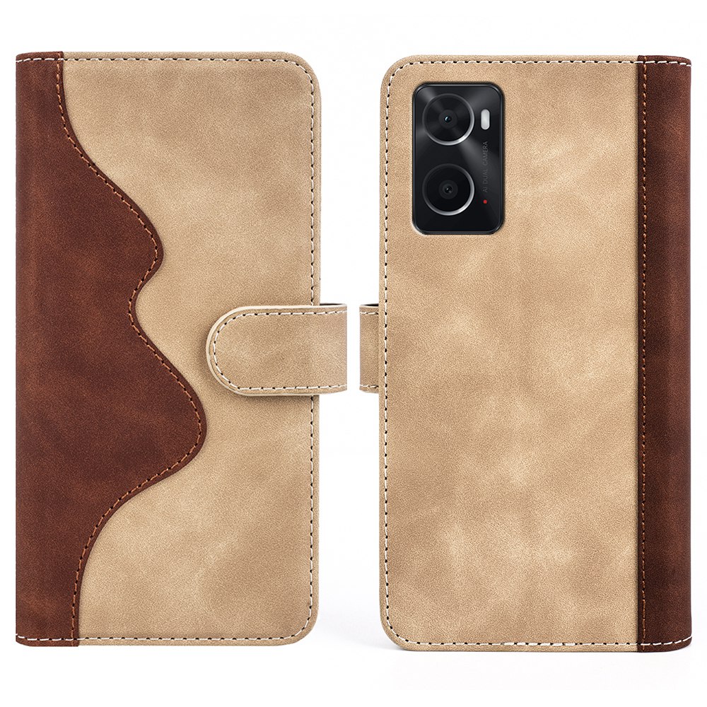 

Für Realme 9i/Oppo A76/A36 Spleißdesign Leder+tpu Magnetic Cover Ständer Folio Flip Phone Shell Mit Brieftasche - Gelb, Realme 9i 4G