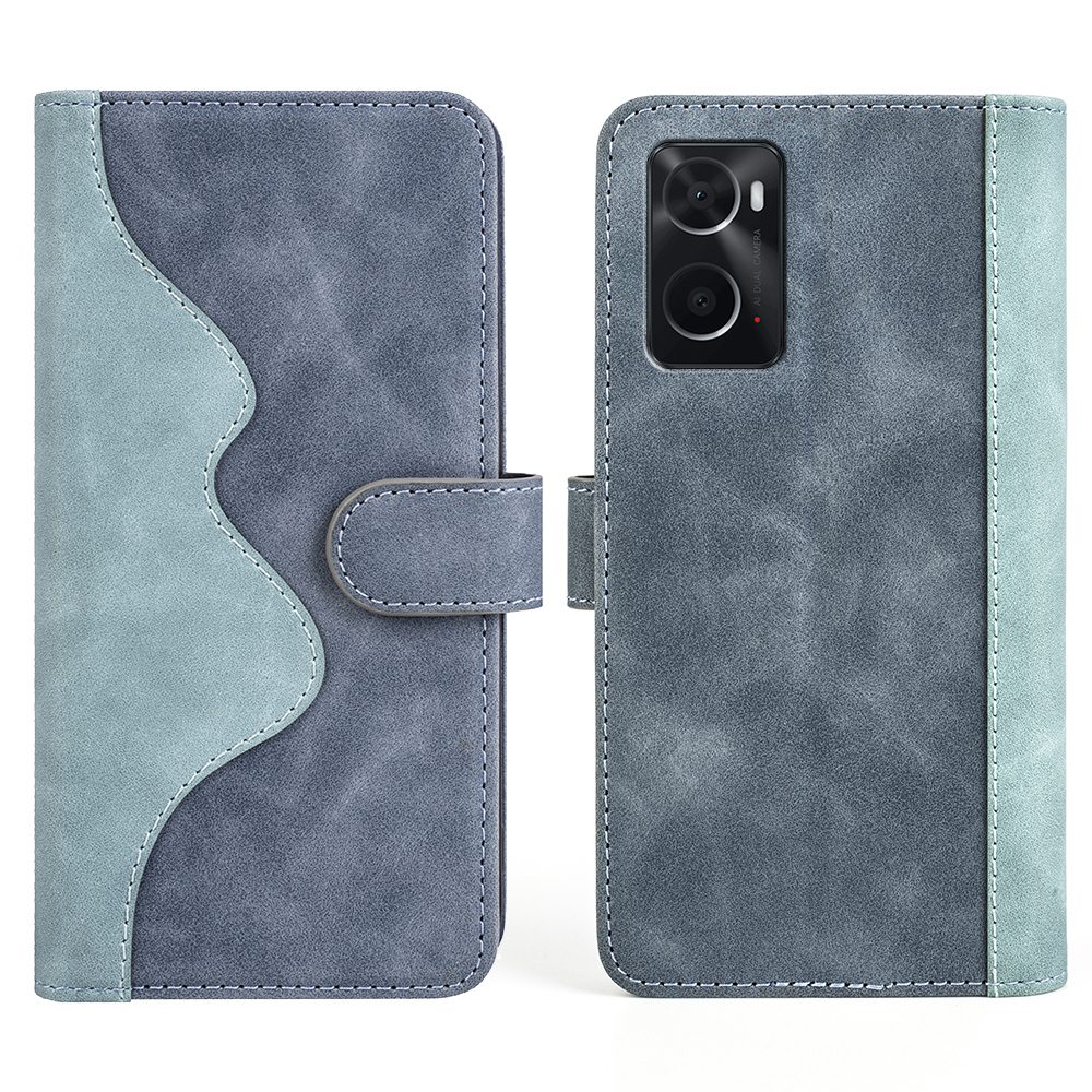 

Für Realme 9i/Oppo A76/A36 Spleißdesign Leder+tpu Magnetic Cover Stand Folio Flip Phone Shell Mit Brieftasche - Blau, Realme 9i 4G