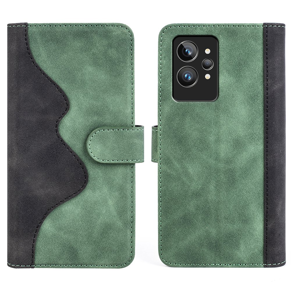 

Spleißdesign Telefonhülle Für Realme GT2 Pro 5G Stand Wallet Folio Flip Leder Cover Telefonschale - Grün, Realme GT2 Pro