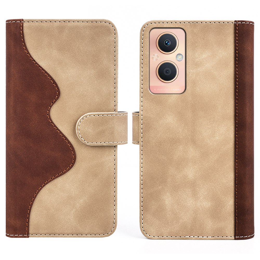 

Für Oppo A96 (China) Spleißdesign Leder+tpu Drop-soach-deckungsständer Folio Flip Wear-resistente Telefonschale Mit Brieftasche - Gelb, Oppo A96 (China) 5G