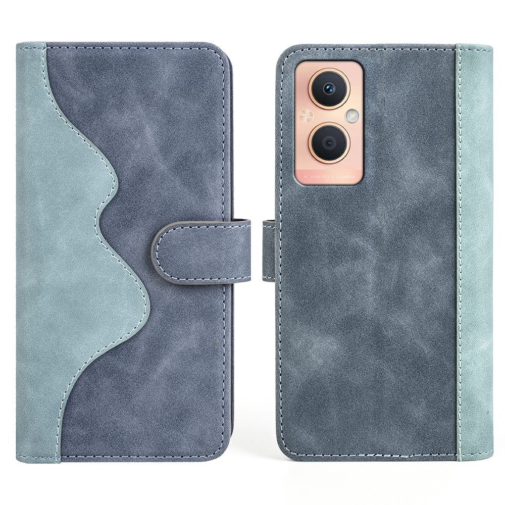 

Für Oppo A96 (China) Spleißdesign Leder+tpu Drop-soach-deckungsständer Folio Flip Wear-resistente Telefonschale Mit Brieftasche - Blau, Oppo A96 (China) 5G