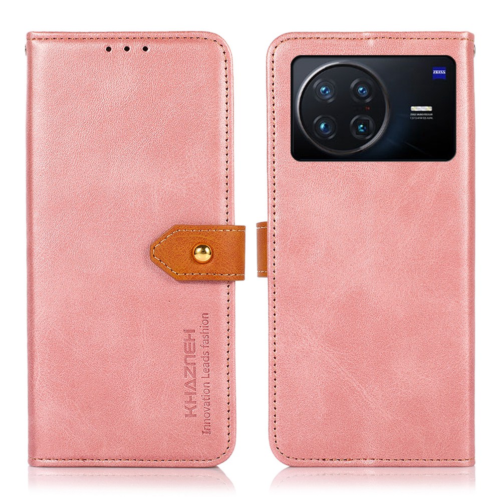 

Khazneh Für Vivo X Note Goldener Magnetschnalle Faltbarer Ständerabdeckung, Zweifarbige Lederflip -brieftaschenhülle - Roségold, vivo X Note