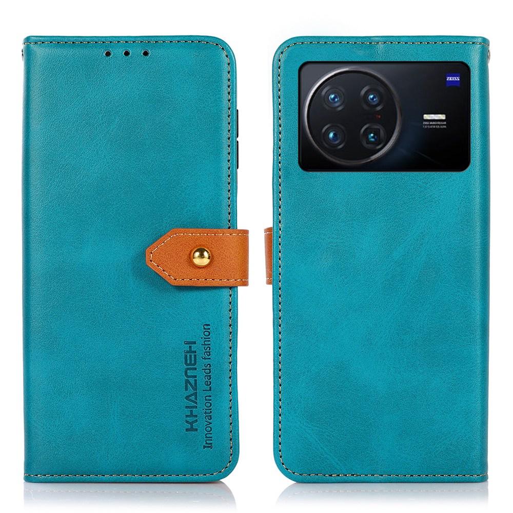 

Khazneh Für Vivo X Note Goldener Magnetschnalle Faltbarer Ständerabdeckung, Zweifarbige Lederflip -brieftaschenhülle - Blau, vivo X Note
