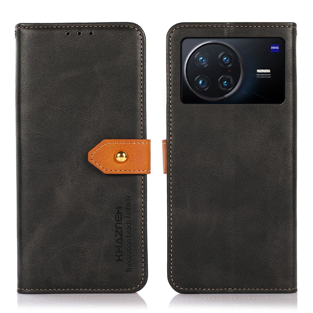

Khazneh Für Vivo X Note Goldener Magnetschnalle Faltbarer Ständerabdeckung, Zweifarbige Lederflip -brieftaschenhülle - Schwarz, vivo X Note