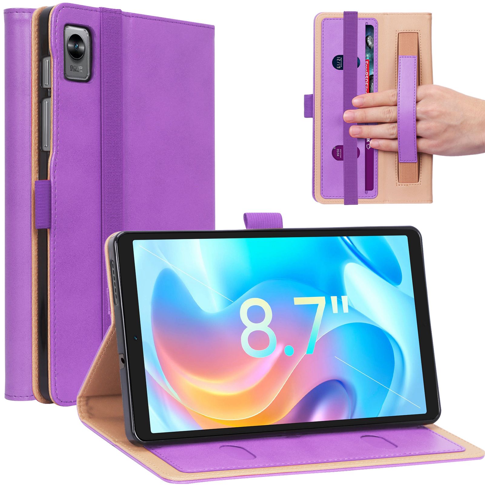 

Für Realme Pad Mini Mini 8,7-zoll-pu-leder-tablet-karton-karton-slots Stehende Abdeckung Mit Innerem Handriemen - Violett, Realme Pad Mini
