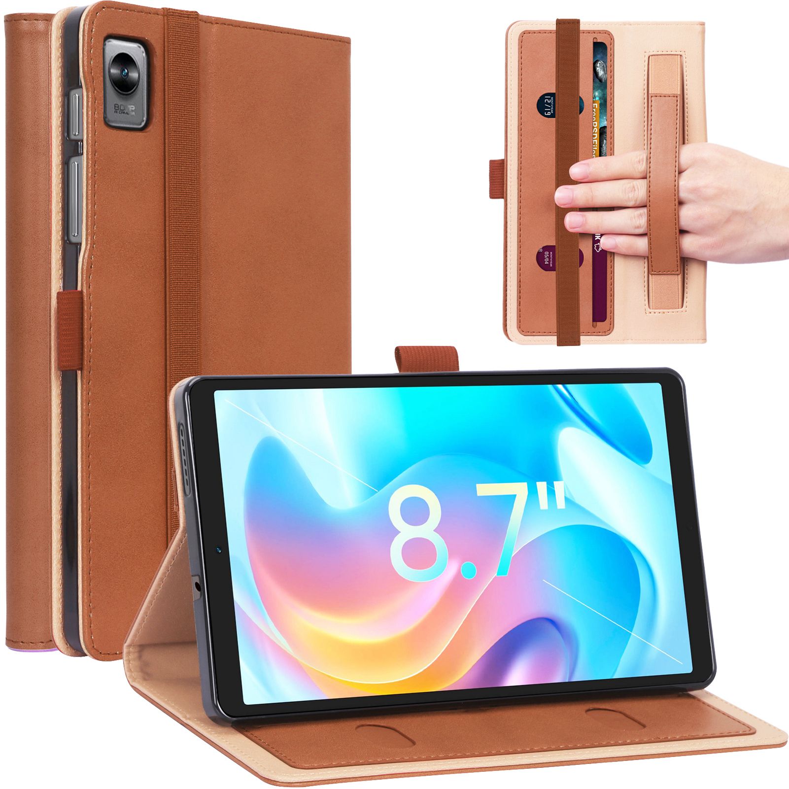 

Für Realme Pad Mini Mini 8,7-zoll-pu-leder-tablet-karton-karton-slots Stehende Abdeckung Mit Innerem Handriemen - Braun, Realme Pad Mini