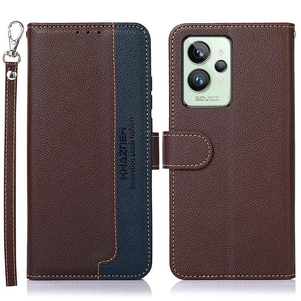 

Khazneh Für Realme GT2 Pro Magnetic Stoßdicht Von PU Leder Phone Hülle RFID Blockierung Wallet Sty - Braun, Realme GT2 Pro