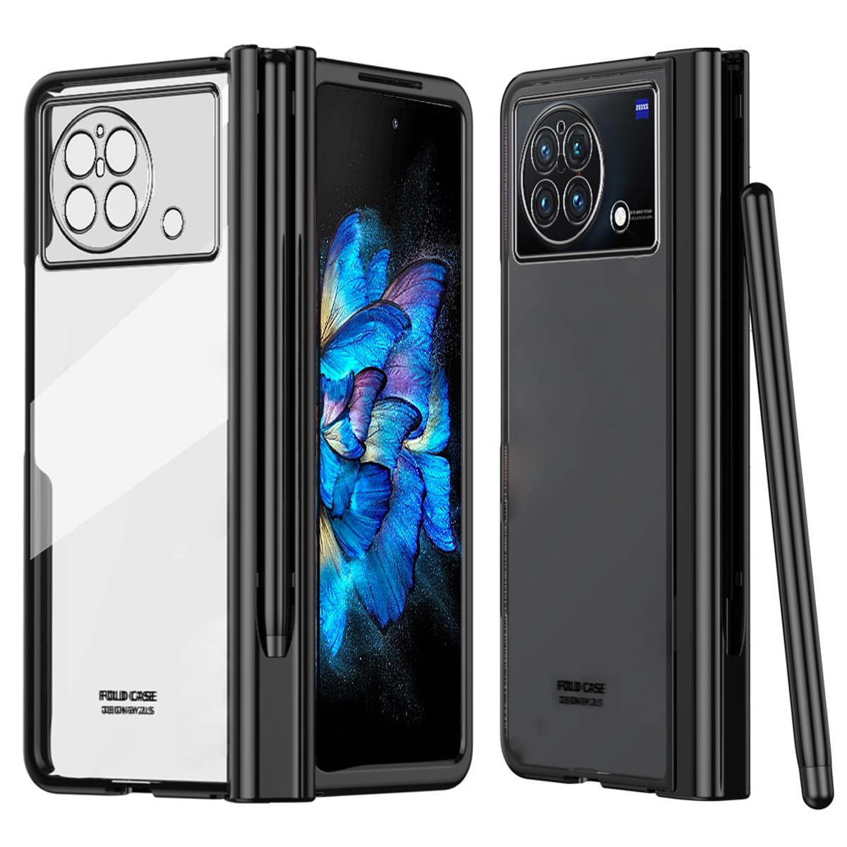 

Für Vivo X Gefaltete Geschmitterte Glasfilm -elektroplating -telefonhülle Stiftschlitzscharnierklapper Hartpc -abdeckung Mit Stylus Pen - Schwarz, vivo X Fold