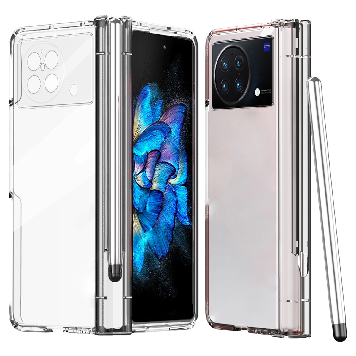 

Für Vivo X Gefaltete Geschmitterte Glasfilm -elektroplating -telefonhülle Stiftschlitzscharnierklapper Hartpc -abdeckung Mit Stylus Pen - Transparent, vivo X Fold