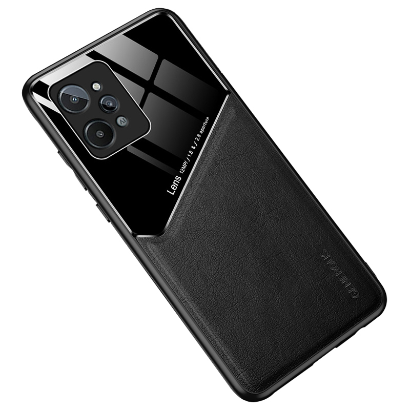 

Für Realme C31 Textured Lederbeschichtung Telefonhülle Hybrid TPU + PC Präzise Ausschnitte Kameraschutz Rückzugsabdeckung - Schwarz, Realme C31