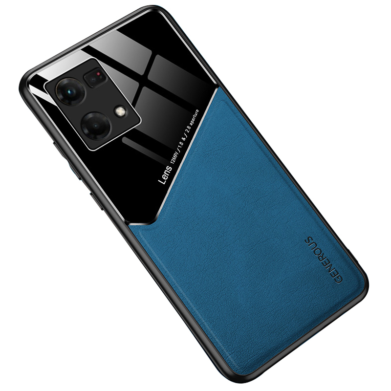

Für Oppo Reno7 4G Strukturierte Leder Hartpc Back Stoßdicht Von TPU Frame Case Präzise Ausschnitte Sichere Stoßdämpfungsabdeckung - Blau, Oppo Reno7 4G