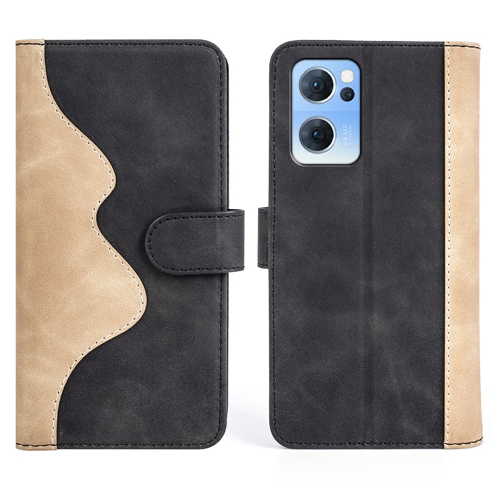 

Für Oppo Reno7 4G/F21 Pro 4G Ständer Brieftasche Telefonabdeckung PU Leder + TPU Vollschutz Hülle - Schwarz, Oppo Reno7 4G