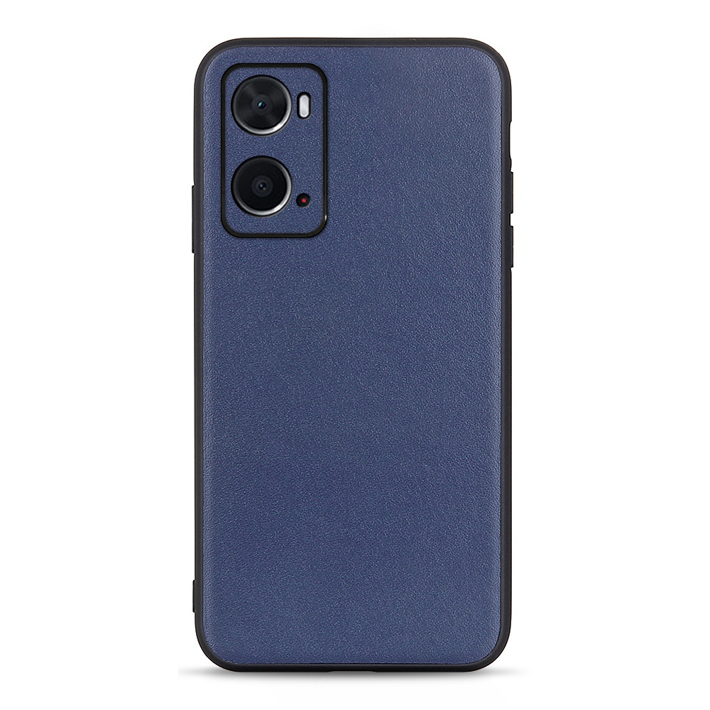 

Für OPPO A76/A36 Textured Echte Lederbeschichtung Back Hülle Schockdes Hartpc Soft TPU Hybrid Schock-absorbierende Schutzschutzabdeckung - Blau, Oppo A76