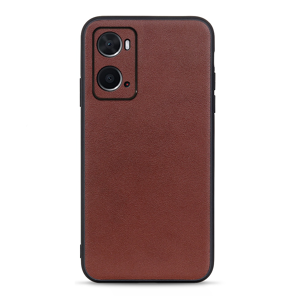 

Für OPPO A76/A36 Textured Echte Lederbeschichtung Back Hülle Schockdes Hartpc Soft TPU Hybrid Schock-absorbierende Schutzschutzabdeckung - Braun, Oppo A76