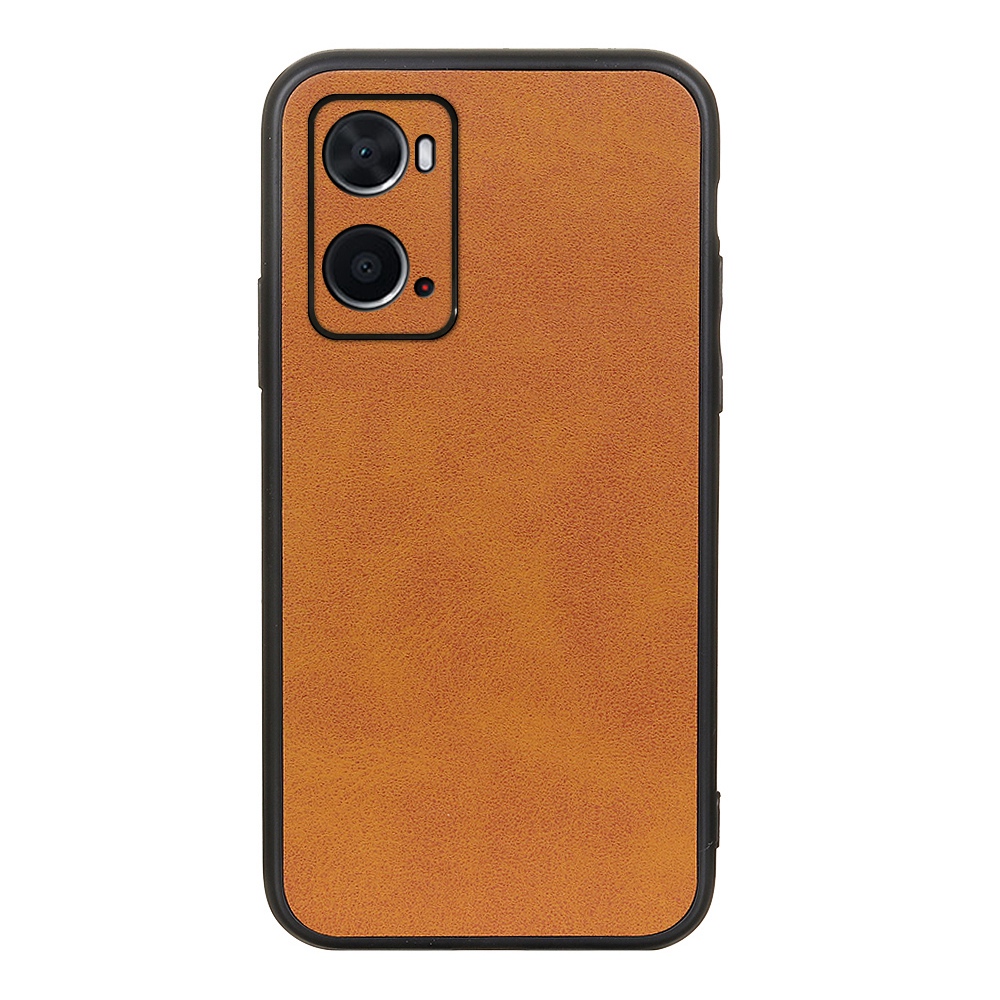 

Für Oppo A76 Telefonkoffer Kratzfestes Strukturiertes, Mit Pu-leder Beschichteter TPU + PC Hybrid-abdeckung - Braun, Oppo A76