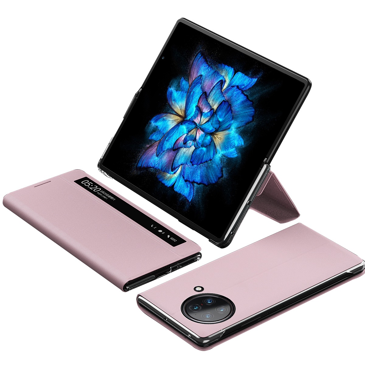 

Fenster PU Leder Hülle Für Vivo X Falt, Ständer Klappung Telefonabdeckung Mit Touch -dia -taste - Rosa, vivo X Fold
