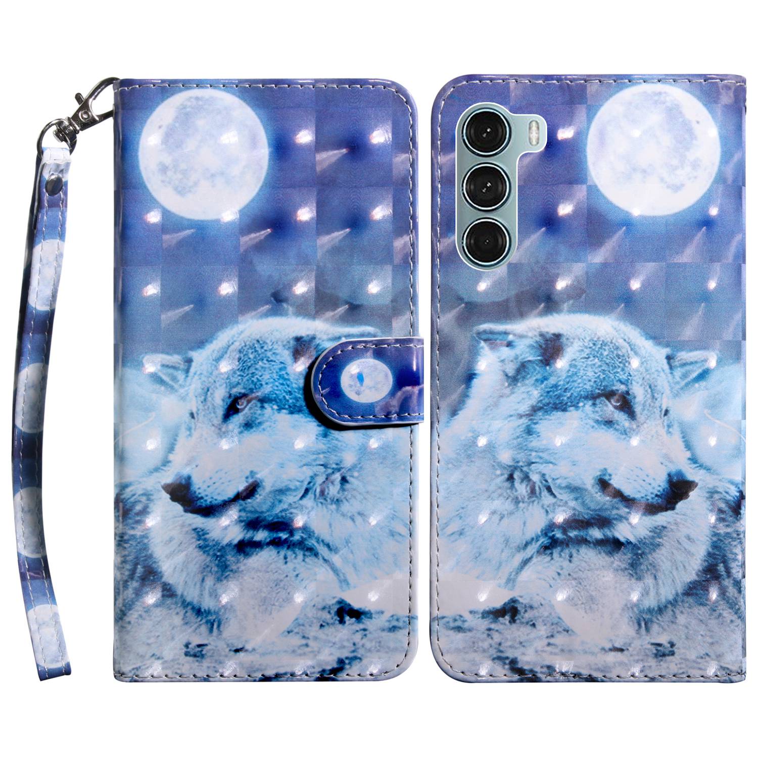 

Für Oppo A54 5G/A74 5G Anti-fall-brieftaschen-handy-muster-druck-telefonschutz Pu-lederständer Abdeckung - Schnee Und Wolf, Oppo A54 5G