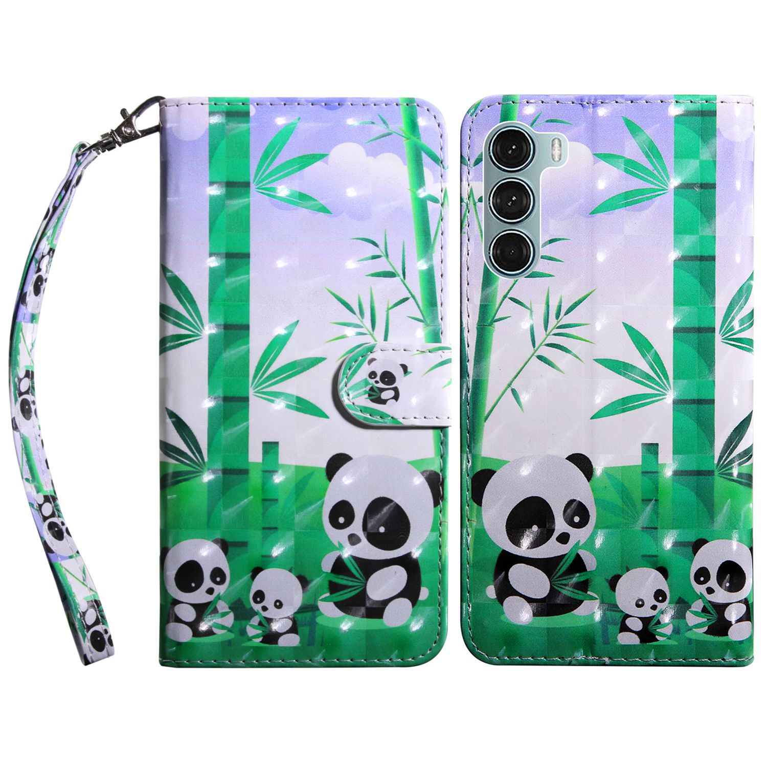 

Für Oppo A54 5G/A74 5G Anti-fall-brieftaschen-handy-muster-druck-telefonschutz Pu-lederständer Abdeckung - Pandas, Oppo A54 5G