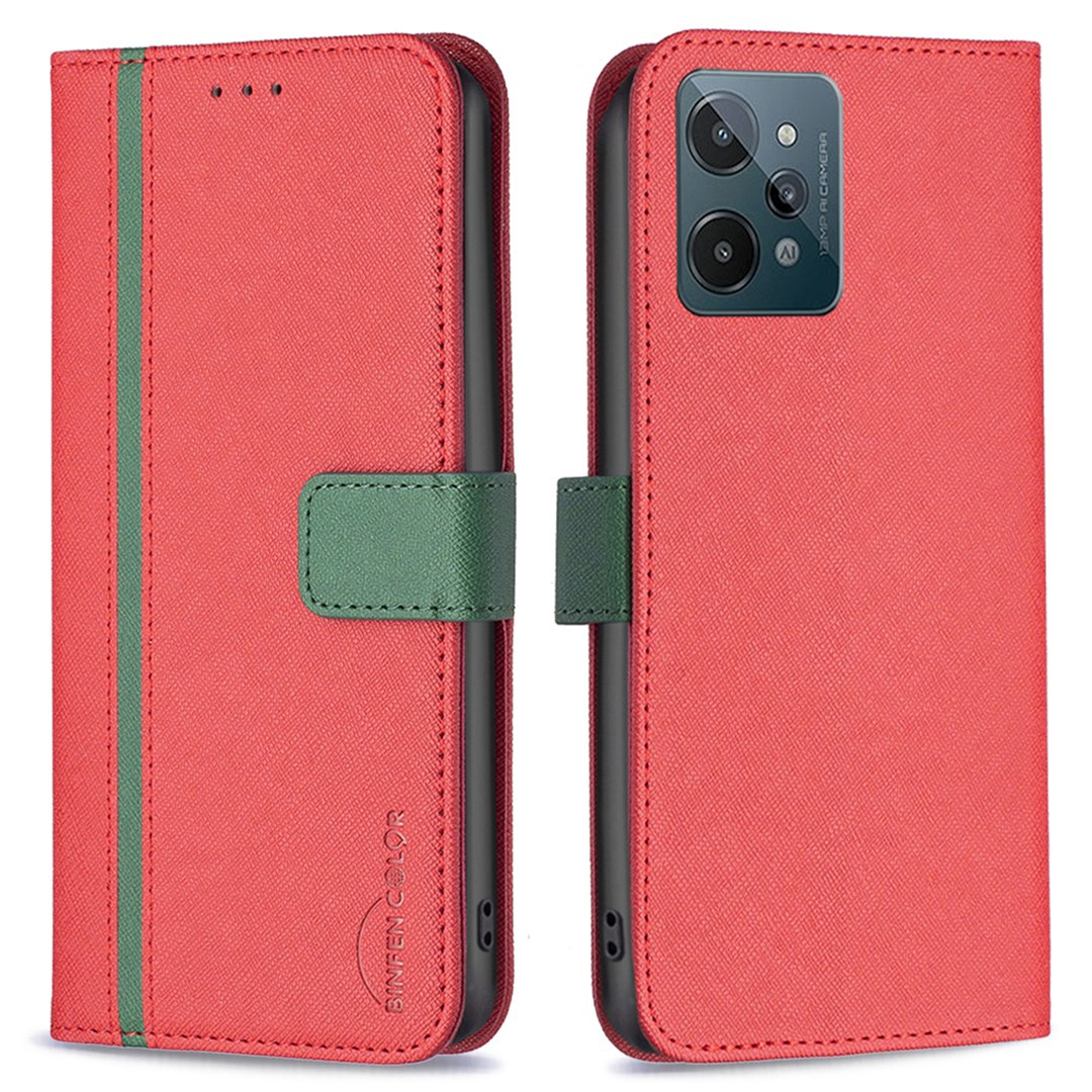 

Binfen Farbe BF Leder Serie-9 Für Realme C31 Style 13 Cross Textur Mattleder-leder-abdeckung Telefonhülle Mit Brieftaschenständer - Rot, Realme C31