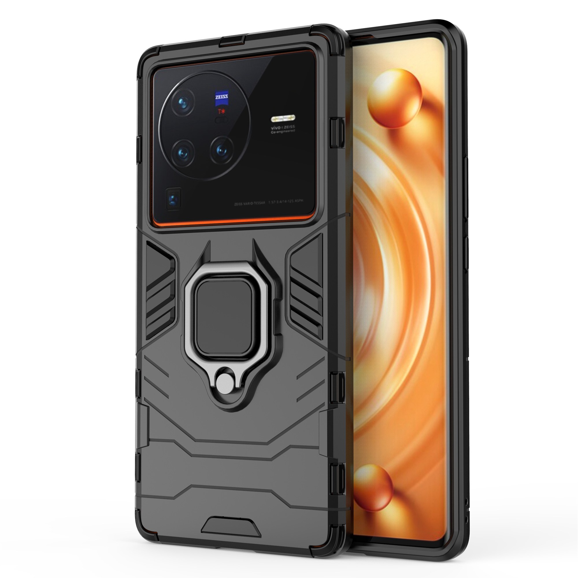 

Für Vivo X80 Pro 5G Ring Kickstand-telefonhülle Anti-drop Hard PC Soft TPU Hybrid-abdeckung - Schwarz, vivo X80 Pro 5G