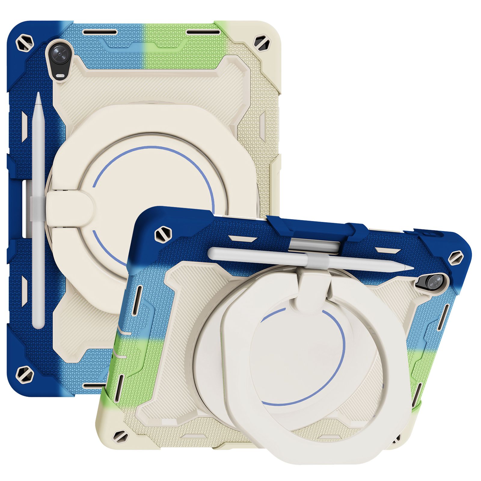 

Für Oppo Pad Vier-eorer-kissen-tablet-schutzhülle Mit Stiftgurt-kickstand-design - Farbenfroh/blau, Oppo Pad