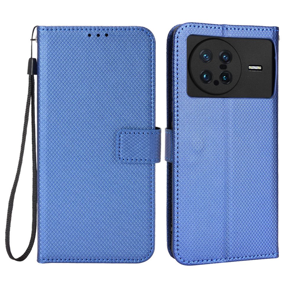 

Diamond Textur PU Ledertasche Für Vivo X Note, Drop -resistant Wallet Stand Design Telefonhülle Mit Handlichem Riemen - Blau, vivo X Note