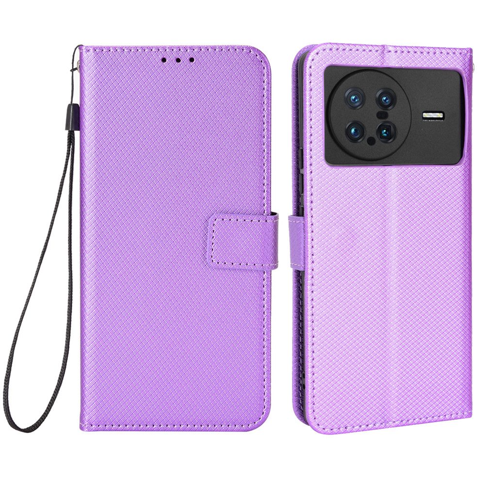 

Diamond Textur PU Ledertasche Für Vivo X Note, Drop -resistant Wallet Stand Design Telefonhülle Mit Handlichem Riemen - Violett, vivo X Note