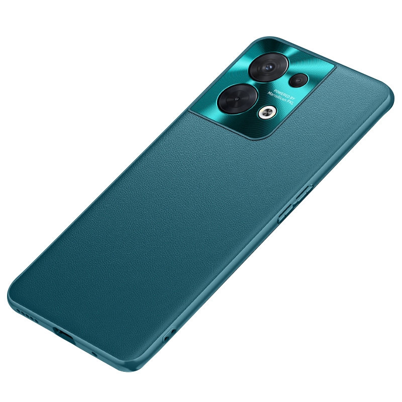 

Für Oppo Reno8 5g / Reno8 5g (globale Version) Metalllinsenabdeckung Telefonhülle Strukturierte PU -leder -schicht Tpu+hartpc Drop Protection Back Shell - Blau, Oppo Reno8 5G (Global Version)