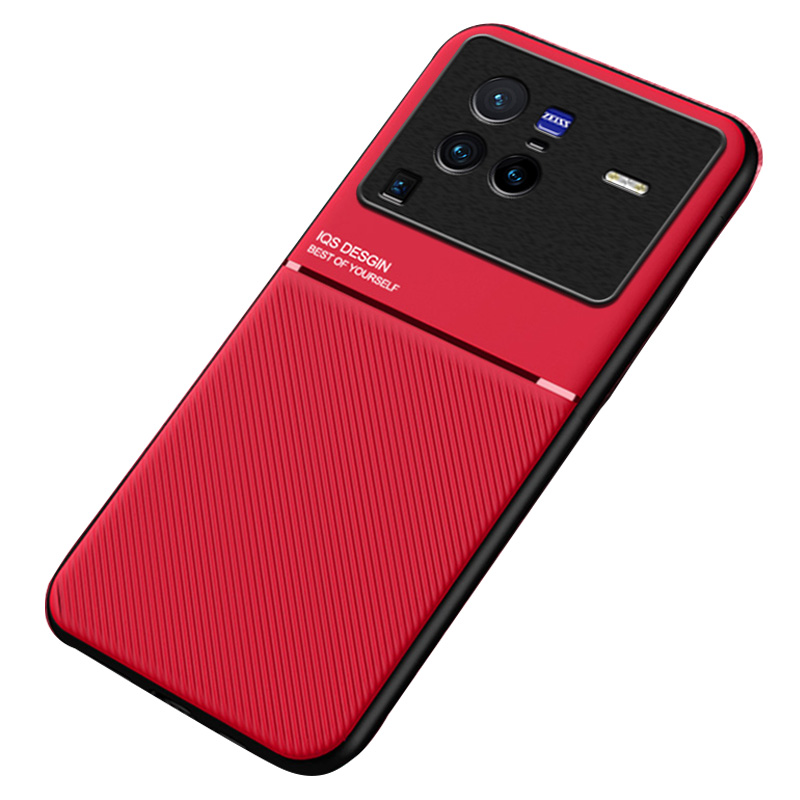 

Für Vivo X80 Pro Anti-fall-präzise-ausschnitt Anti-kratzer-pu-leder + TPU Geprinktes Mobiltelefongehäuse Mit Integriertem Magnetmetallblatt - Rot, vivo X80 Pro 5G