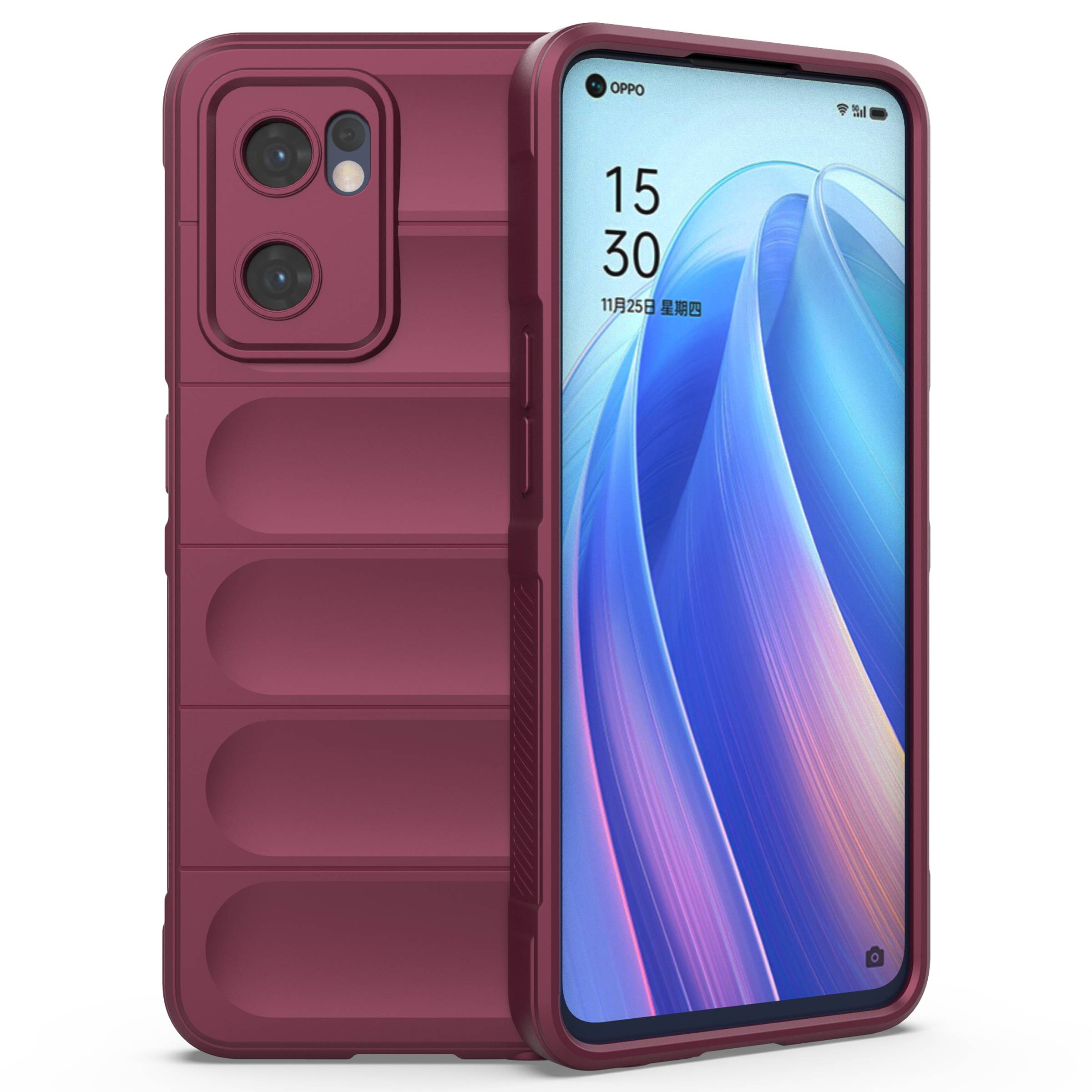 

Soft Tpu-rückdecke Für Oppo Reno7 5G (global) Gut Geschütztes Anti-drop-rugged-telefonfall - Weinrot, Oppo Reno7 5G (Global)