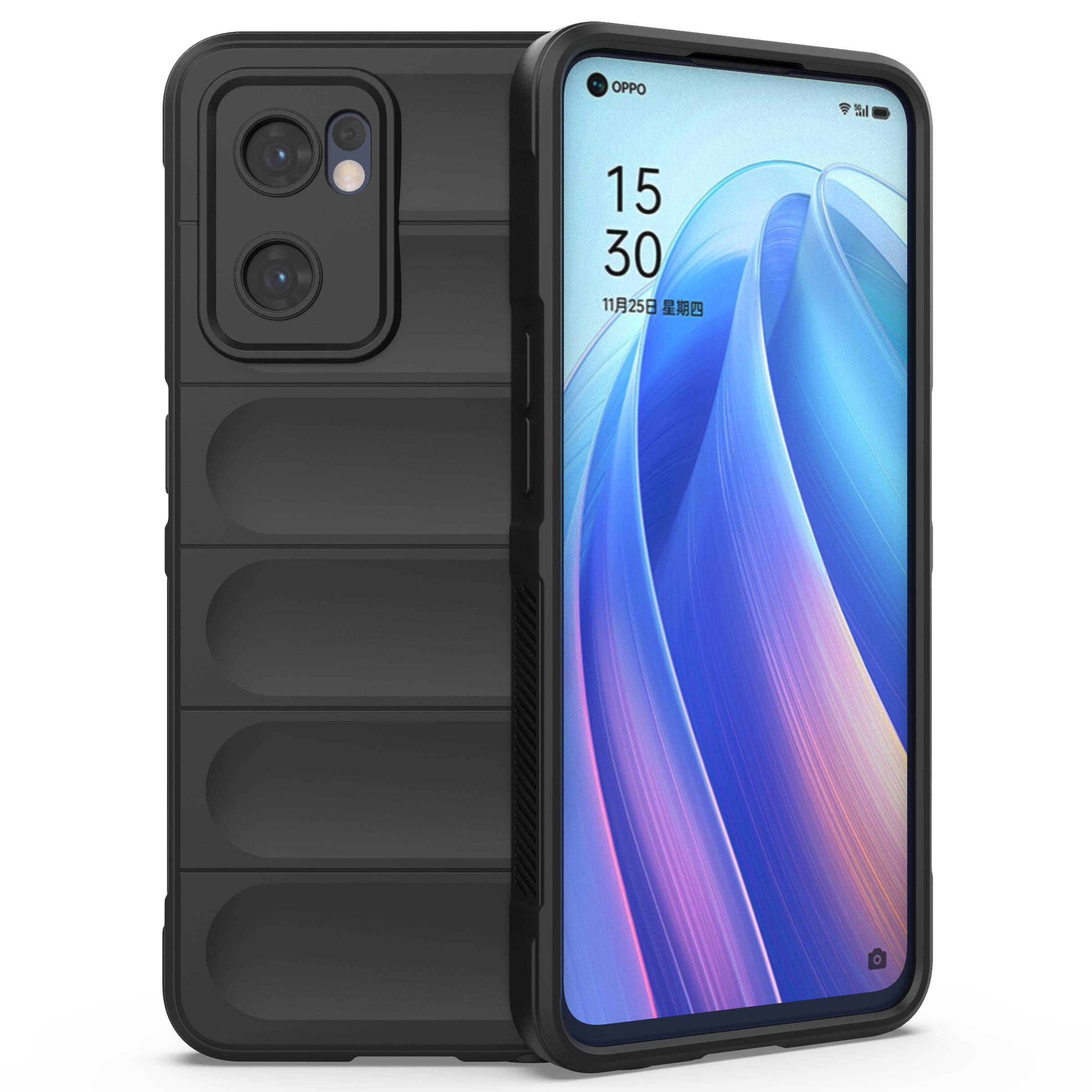 

Soft Tpu-rückdecke Für Oppo Reno7 5G (global) Gut Geschütztes Anti-drop-rugged-telefonfall - Schwarz, Oppo Reno7 5G (Global)