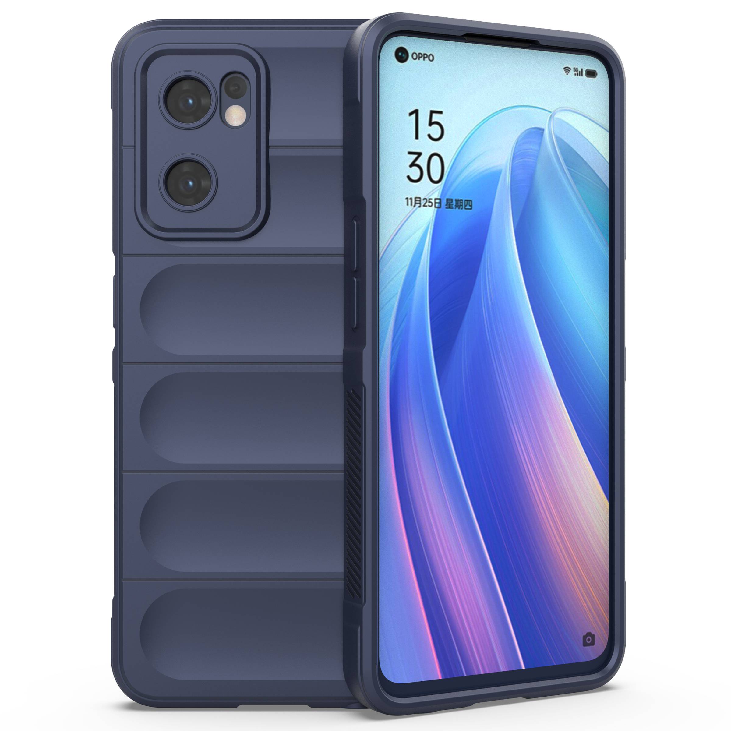 

Soft Tpu-rückdecke Für Oppo Reno7 5G (global) Gut Geschütztes Anti-drop-rugged-telefonfall - Dunkelblau, Oppo Reno7 5G (Global)