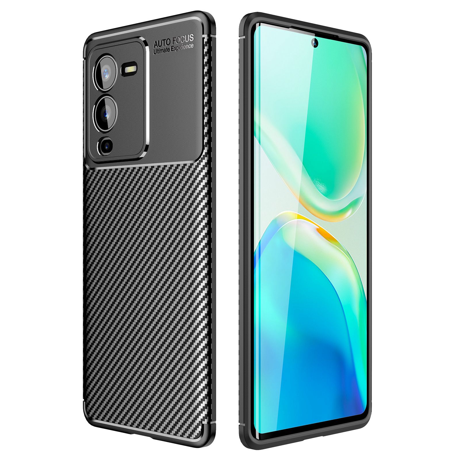 

Für Vivo S15 Pro 5G Carbonfaser Textur Soft TPU Phone Hülle Wärmeableitungsableitungsbetriebsschale Beschütze - Schwarz, vivo S15 Pro 5G