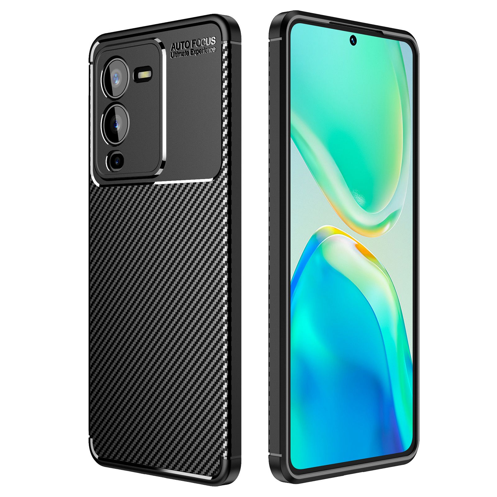 

Für Vivo S15 5G Soft TPU Anti-kratzer-telefonhülle Carbonfaser Textur Nicht-rutsch-schutzschutzhülle - Schwarz, vivo S15 5G